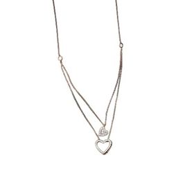 Papatya Silver 925 Ayar Rose Kaplama Taşlı Kalp Asansör Kadın Gümüş Kolye