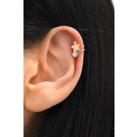 Papatya Silver 925 Ayar Rose Kaplama Taşlı Kaplumbağa Kıkırdak Küpe
