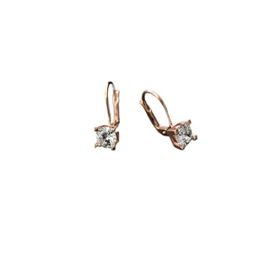 Papatya Silver 925 Ayar Rose Kaplama Tek Taşlı Gümüş Küpe