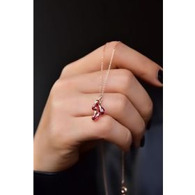 Papatya Silver 925 Ayar Rose Kaplama Temmuz Ayı Doğum Taşlı Kübik Drop Kadın Gümüş Kolye