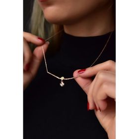 Papatya Silver 925 Ayar Rose Kaplama Top Motifli Sarı Ay Taşı Dört Yapraklı Yonca Kadın Gümüş Kolye