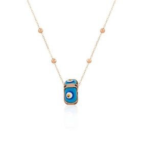 Papatya Silver 925 Ayar Rose Kaplama Top Zincir Mavi Göz Kadın Gümüş Kolye