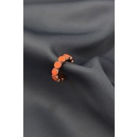 Papatya Silver 925 Ayar Rose Kaplama Turuncu Mineli Halka Kıkırdak Gümüş Küpe