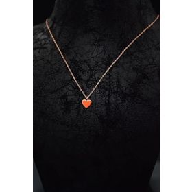 Papatya Silver 925 Ayar Rose Kaplama Turuncu Mineli Minimal Kalp Gümüş Kolye