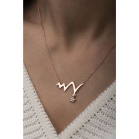 Papatya Silver 925 Ayar Rose Kaplama Yıldız Tektaş Gümüş Ritim Kolye