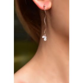 Papatya Silver 925 Ayar Rose Kaplama Zirkon Taşılı Dalgalı Zincir Sallantılı Gümüş Küpe