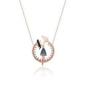 Papatya Silver 925 Ayar Rose Kaplama Zirkon Taşlı Anne Çocuk Gümüş Kolye