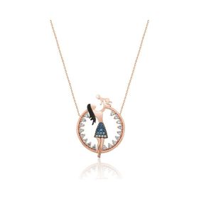 Papatya Silver 925 Ayar Rose Kaplama Zirkon Taşlı Anne Çocuk Gümüş Kolye