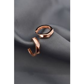 Papatya Silver 925 Ayar Rose Kaplama Zirkon Taşlı Baklava Desenli Halka Gümüş Küpe
