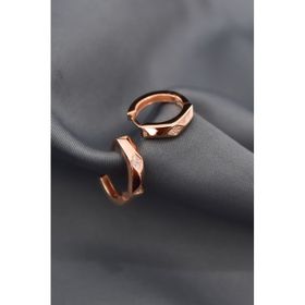 Papatya Silver 925 Ayar Rose Kaplama Zirkon Taşlı Baklava Desenli Halka Gümüş Küpe