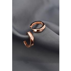 Papatya Silver 925 Ayar Rose Kaplama Zirkon Taşlı Baklava Desenli Halka Gümüş Küpe
