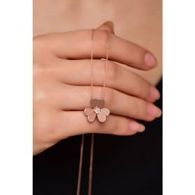 Papatya Silver 925 Ayar Rose Kaplama Zirkon Taşlı Frezya Çiçeği Kadın Gümüş Kolye