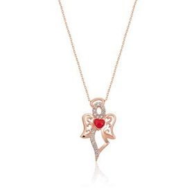 Papatya Silver 925 Ayar Rose Kaplama Zirkon Taşlı Gümüş Melek Kolye