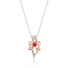 Papatya Silver 925 Ayar Rose Kaplama Zirkon Taşlı Gümüş Melek Kolye
