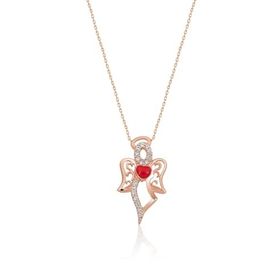 Papatya Silver 925 Ayar Rose Kaplama Zirkon Taşlı Gümüş Melek Kolye