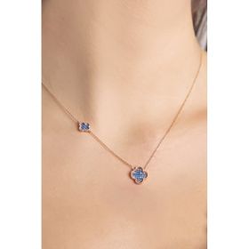 Papatya Silver 925 Ayar Rose Kaplama Zirkon Taşlı Van Cleef Gümüş Kolye