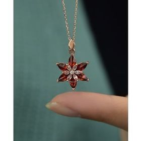 Papatya Silver 925 Ayar Rose Kaplma Tepelikli Kırmızı Lotus Kadın Gümüş Kolye