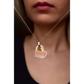 Papatya Silver 925 Ayar Rose Rodyum Gold Kaplama Üçlü Kalp Kolye