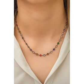 Papatya Silver 925 Ayar Sıralı Mix Taşlı Tiffany Kadın Gümüş Kolye