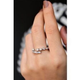 Papatya Silver 925 Ayar Sıralı Zirkon Baget Taşlı Yüzük