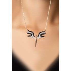 Papatya Silver 925 Ayar Siyah Zirkon Taşlı Mikail Melek Kadın Gümüş Kolye