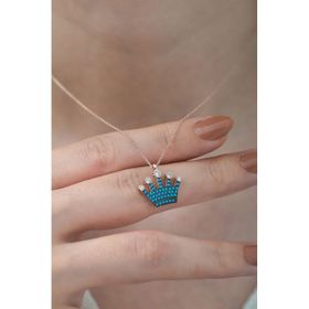 Papatya Silver 925 Ayar Taşlı Kraliçe Tacı Kadın Gümüş Kolye