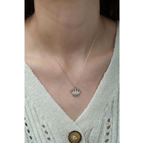 Papatya Silver 925 Ayar Taşlı Kraliçe Tacı Kadın Gümüş Kolye