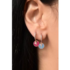 Papatya Silver 925 Ayar Taşlı Lotus Figürlü Harfli Kadın Gümüş Halka Küpe