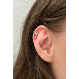 Papatya Silver 925 Ayar Taşlı Rose Altın Kıkırdak Gümüş Küpe