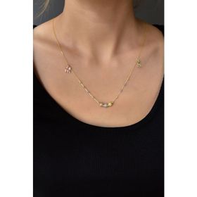 Papatya Silver 925 Ayar Üç Renk Dorika Toplu İki Harfli Sim Kadın Gümüş Kolye