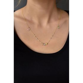 Papatya Silver 925 Ayar Üç Renk Dorika Toplu İki Harfli Sim Kadın Gümüş Kolye