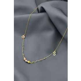 Papatya Silver 925 Ayar Üç Renk Dorika Toplu M ve S Harf Kadın Gümüş Kolye