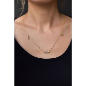 Papatya Silver 925 Ayar Üç Renk Dorika Toplu Sim Harf Lotus Kadın Gümüş Kolye