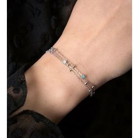 Papatya Silver 925 Ayar Üç Zincirli Nazar Göz Gümüş BilekliK