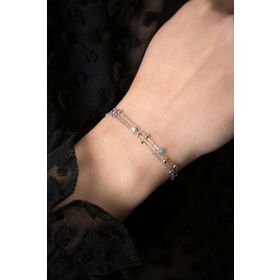 Papatya Silver 925 Ayar Üç Zincirli Nazar Göz Gümüş BilekliK