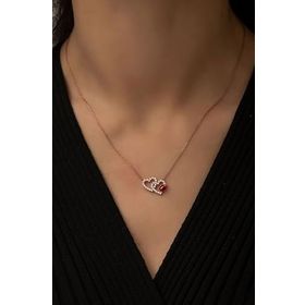Papatya Silver 925 Ayar Uğur Böcekli Kalp Kadın Gümüş Kolye