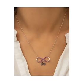 Papatya Silver 925 Ayar Zirkon Taşlı Bebek Ayağı Sonsuzluk Kadın Gümüş Kolye
