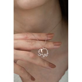 Papatya Silver 925 Ayar Zirkon Taşlı Gümüş Fil Kolye