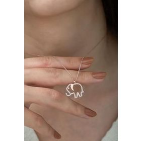 Papatya Silver 925 Ayar Zirkon Taşlı Gümüş Fil Kolye