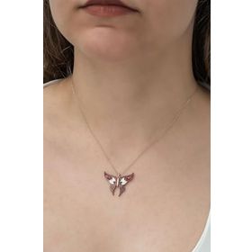 Papatya Silver 925 Ayar Zirkon Taşlı Kelebek Kadın Gümüş Kolye