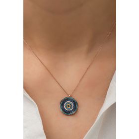 Papatya Silver 925 Rose Altın Kaplama Dalgalı Nazar Gümüş Kolye