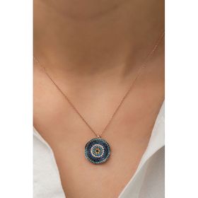 Papatya Silver 925 Rose Altın Kaplama Dalgalı Nazar Gümüş Kolye