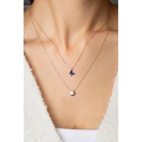 Papatya Silver Asansörlü Taşlı Kelebek Model 925 Ayar Kadın Gümüş Kolye