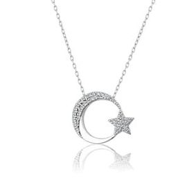 Papatya Silver Ay Yıldız 925 Ayar Gümüş Kolye