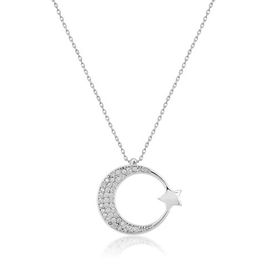 Papatya Silver Ayyıldız Figürlü Rodyum Kapalama Nano Zirkon Kolye