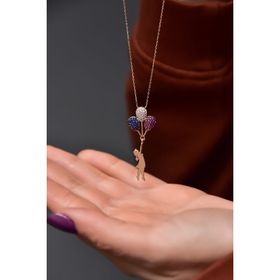 Papatya Silver Balonlu Kız Renkli Nano Taşlı Rose Altın Kaplama 925 Ayar Gümüş Kolye