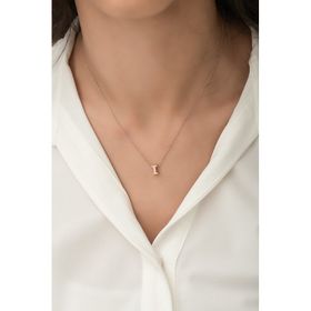 Papatya Silver Harf Kolye. Üç Boyutlu I Harfi. Rose Altın Kaplama 925 Ayar Kadın Gümüş Kolye