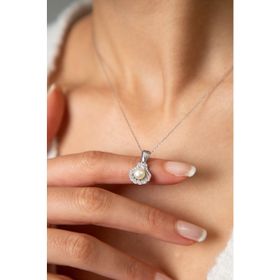 Papatya Silver İnci Detaylı Deniz Kabuğu Model 925 Ayar Kadın Gümüş Kolye