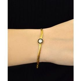 Papatya Silver Italyan Yassı Zincir Altın Kaplama 925 Ayar Gümüş Zincir Bileklik