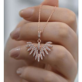 Papatya Silver Kadın Anka Kuşu Model Rose Kaplama Gümüş Kolye
